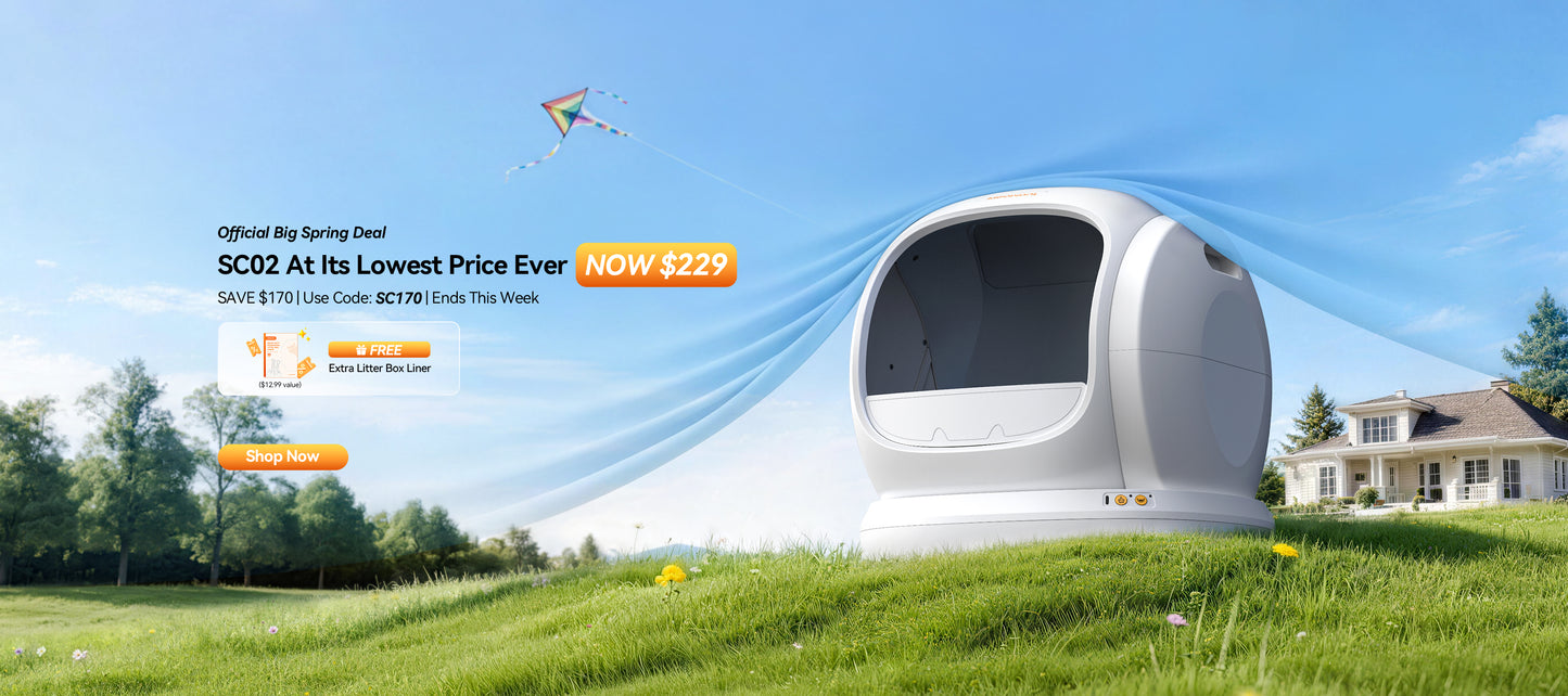 Meowant Self-Cleaning Cat Litter Box - MW-SC02 (White) + Extra Free Trash Bag