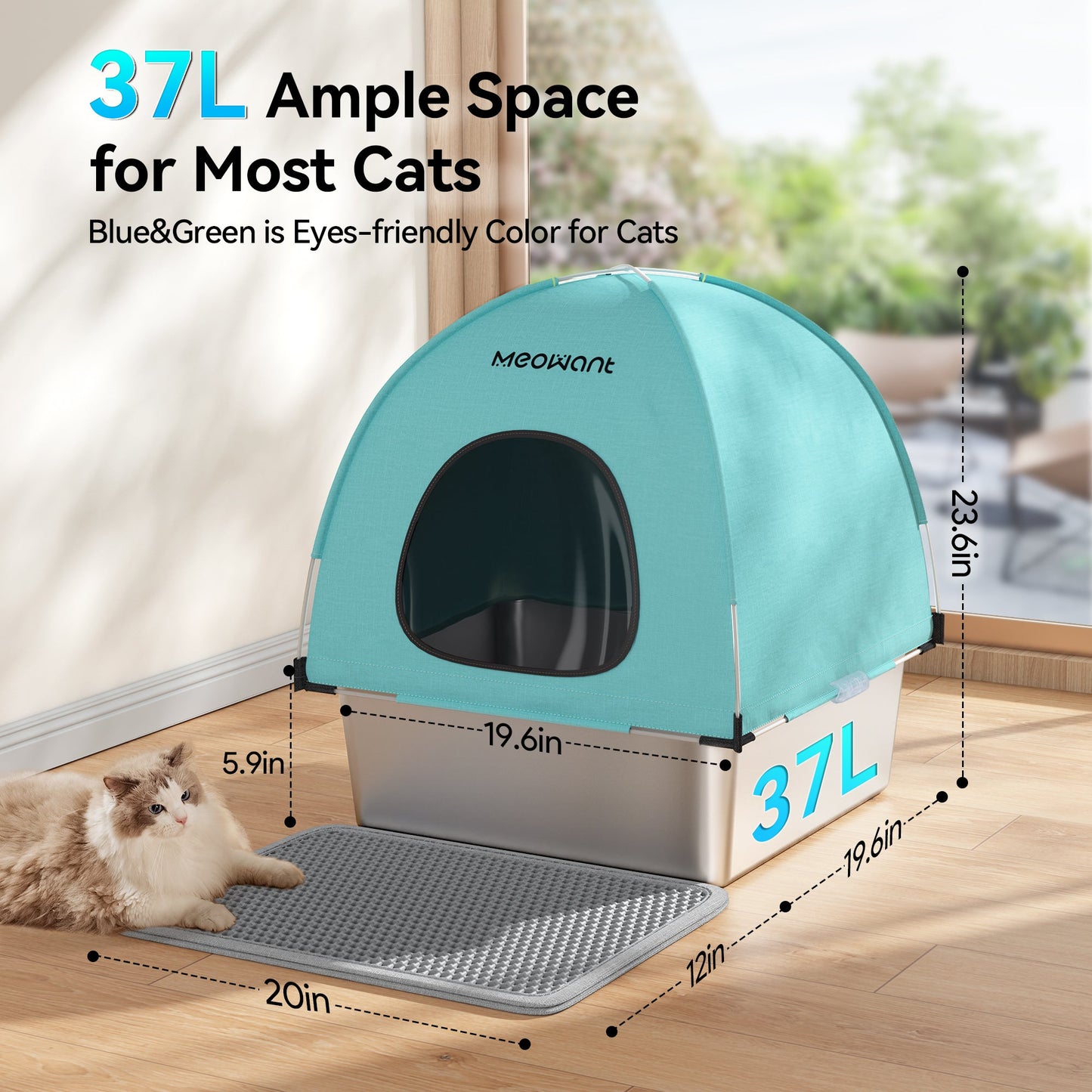 Meowant 3 - in - 1 Stainless Steel Cat Litter Box - LB05 - Meowant