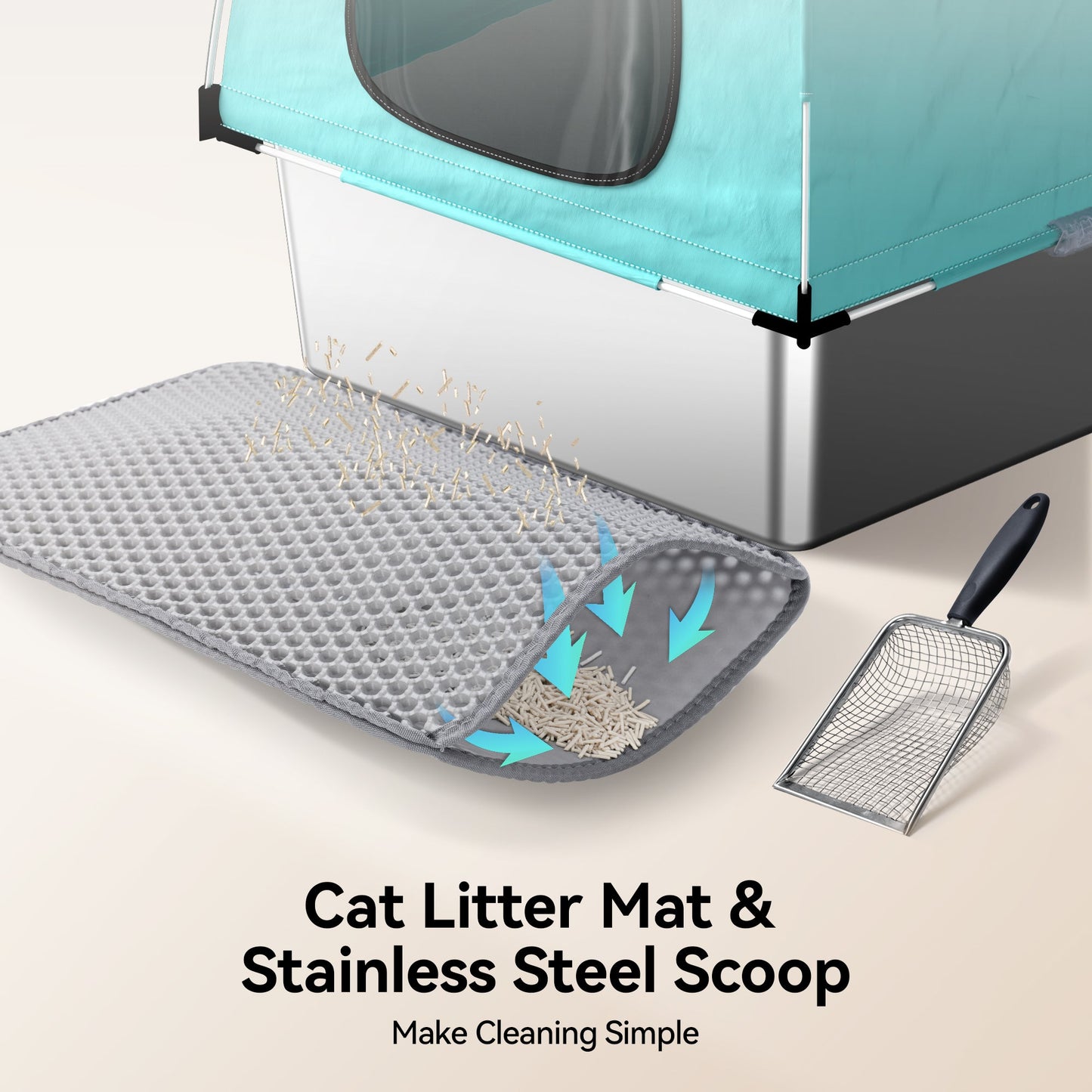 Meowant 3 - in - 1 Stainless Steel Cat Litter Box - LB05 - Meowant