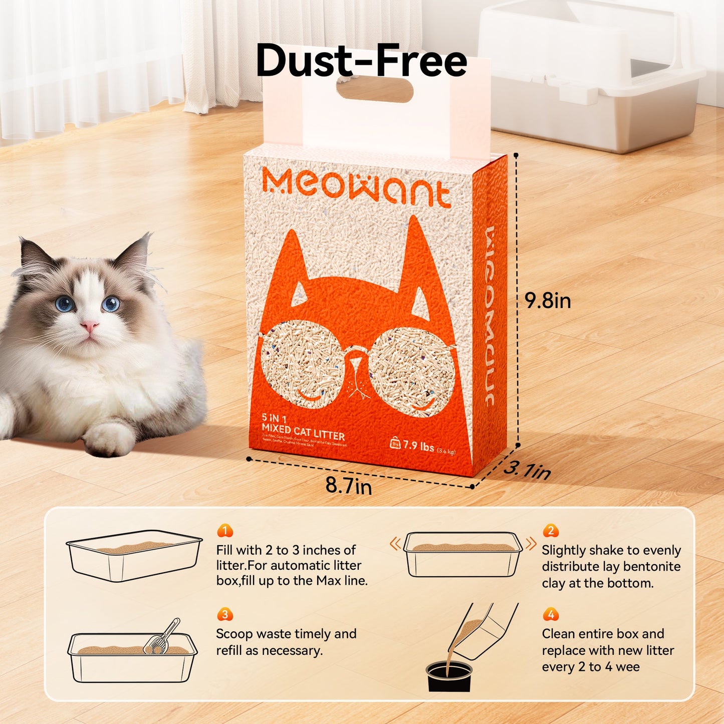 Meowant 5 - in - 1 Mixed Cat Litter 7.9lbs*2 – Pre - Order - Meowant