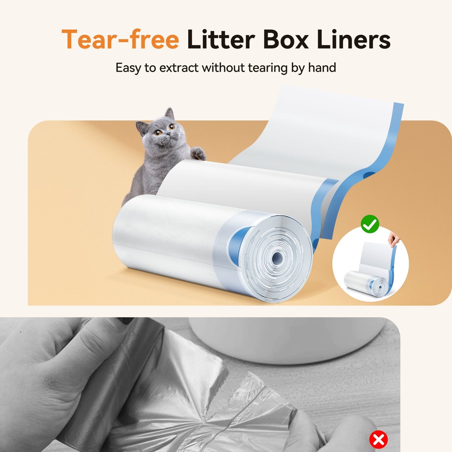 MeoWant Litter Box Liners – Roll Pack (20 Bags/Roll) - Meowant