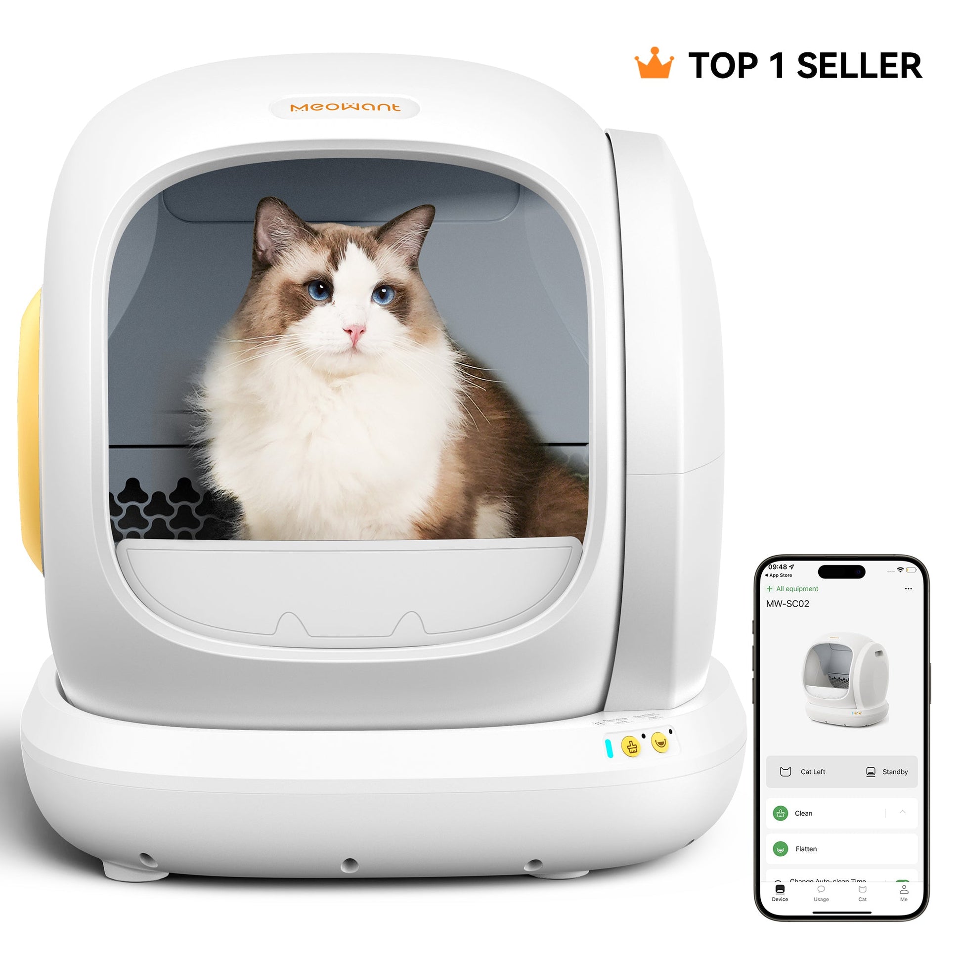 Meowant Self - Cleaning Cat Litter Box - MW - SC02 (White) - Meowant