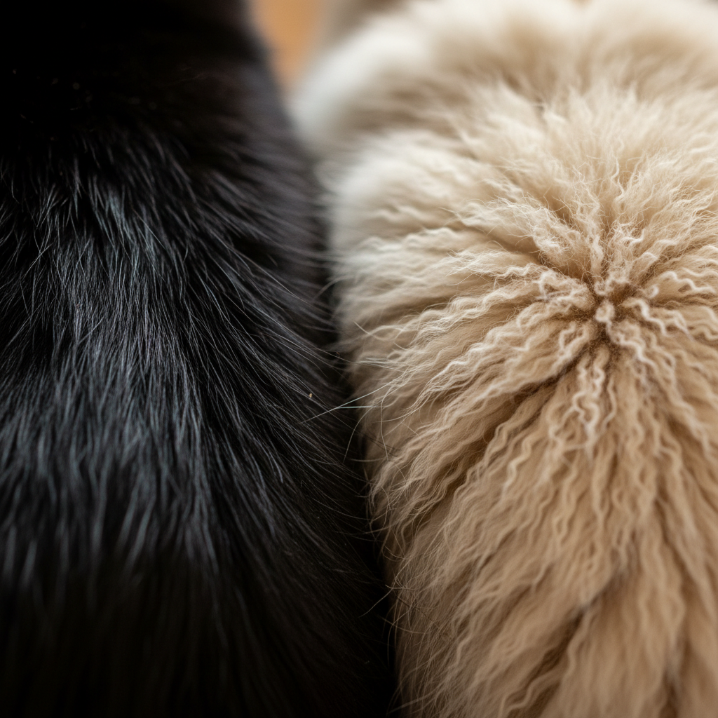 Physics of Fur: How Silky vs. Woolly Coats Trap Litter