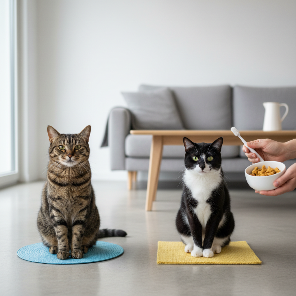 Social Learning: Training Multiple Cats for Oral Care