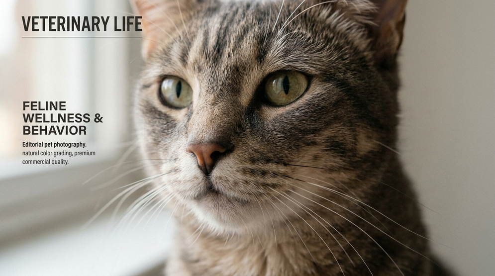 Close-up of a cat\'s face with attentive expression and focused gaze
