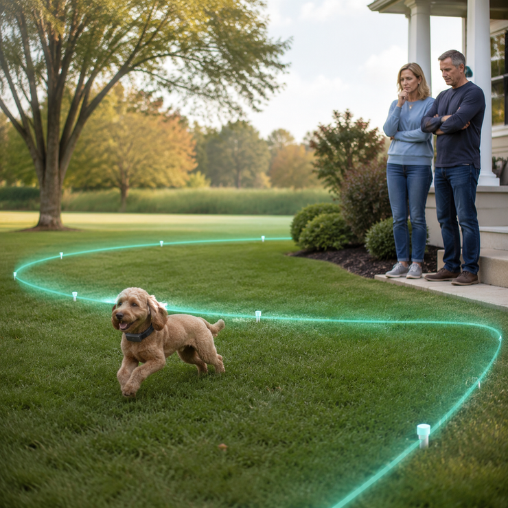 Editorial scene representing Common Misunderstandings About How Wireless Dog Boundaries Actually Function