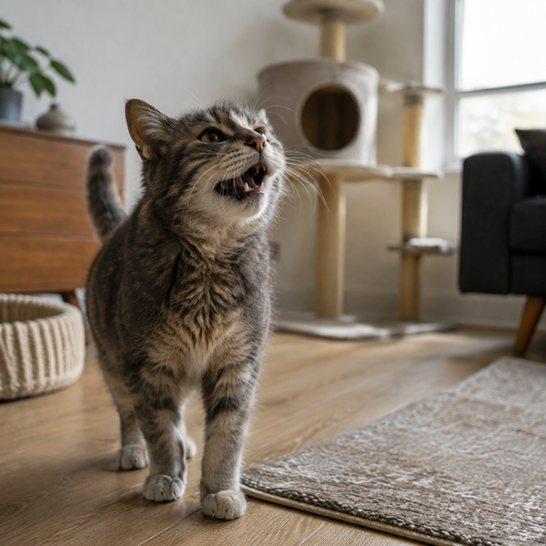 Editorial scene representing How Aging Affects a Cat\'s Everyday Vocal Habits