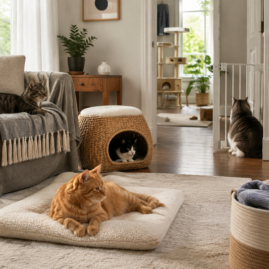 Multi-cat home with separate resources and calm individual access