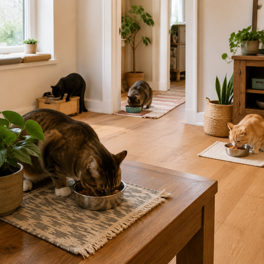 Multi-cat home with separate resources and calm individual access