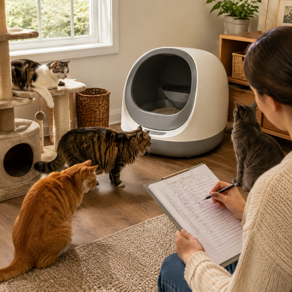 Multi-cat home with separate resources and calm individual access