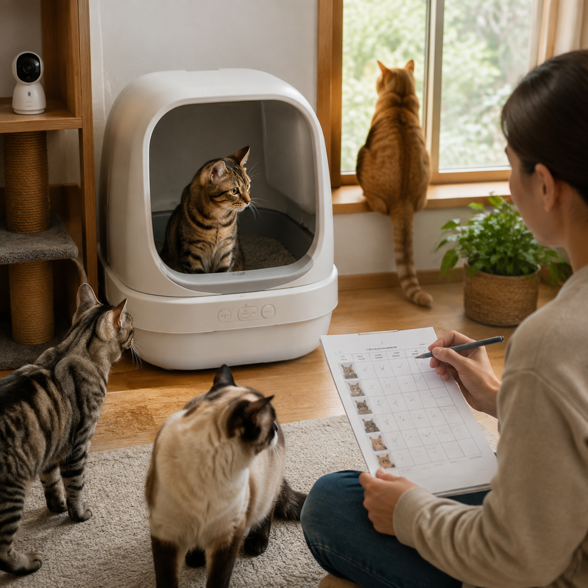 Multi-cat home with separate resources and calm individual access