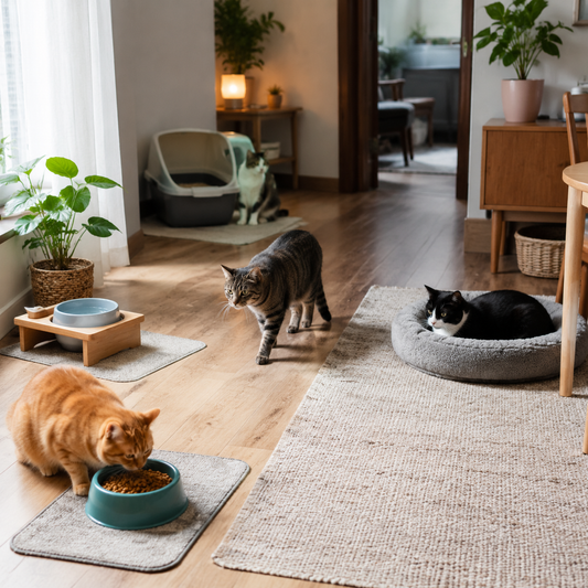 Multi-cat home with separate resources and calm individual access