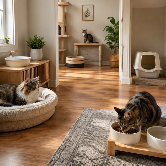 Multi-cat home with separate resources and calm individual access