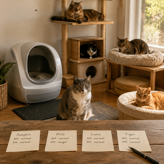 Multi-cat home with separate resources and calm individual access