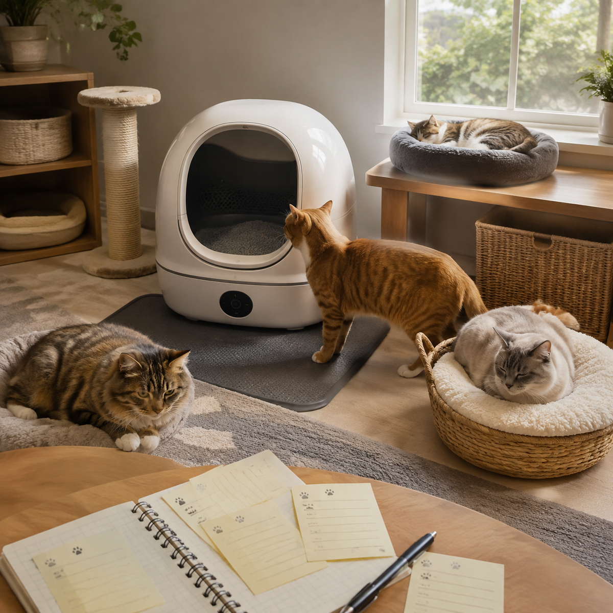 Multi-cat home with separate resources and calm individual access