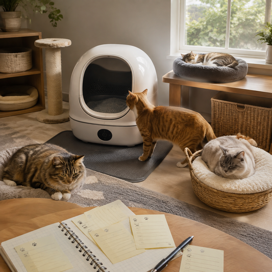 Multi-cat home with separate resources and calm individual access