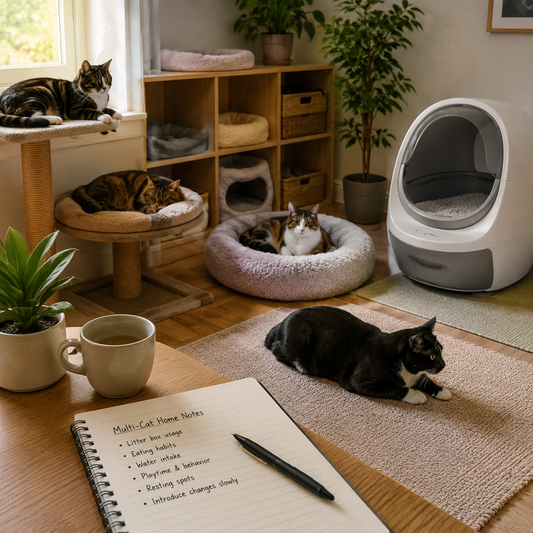 Multi-cat home with separate resources and calm individual access