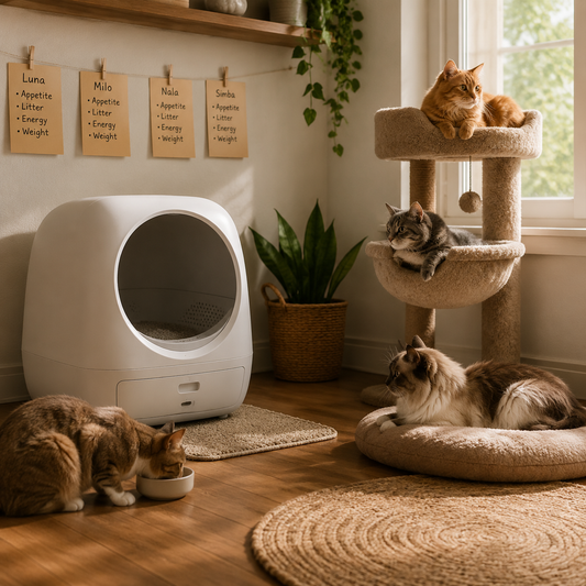 Multi-cat home with separate resources and calm individual access