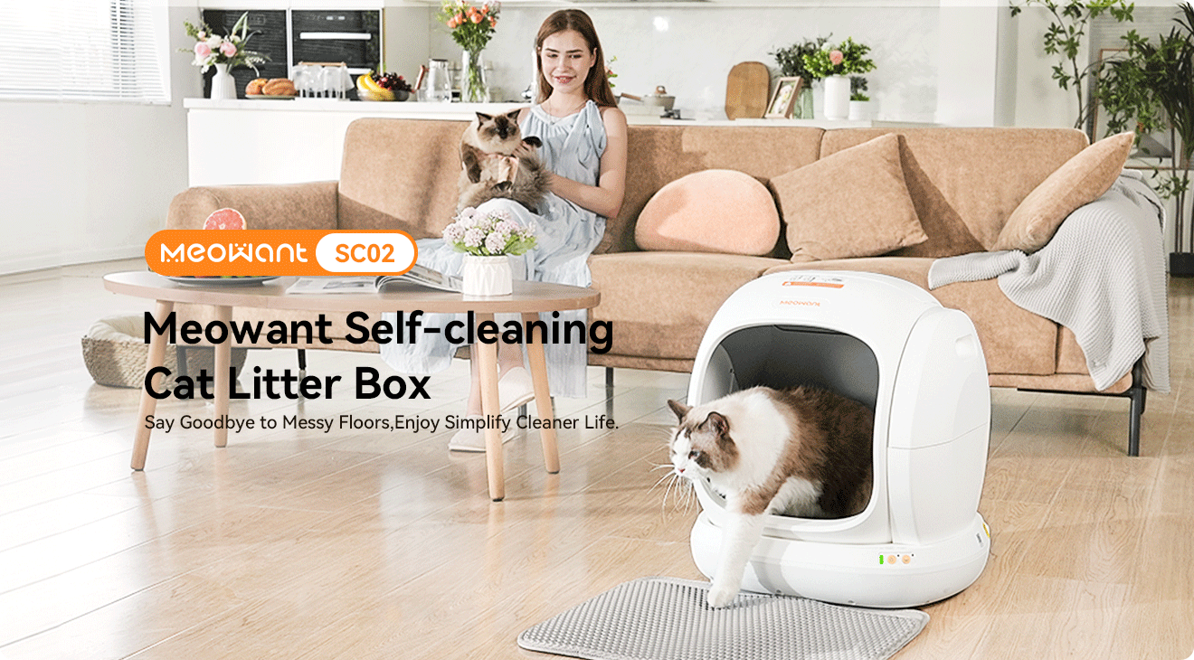 Self Cleaning Cat Litter Box MW SC02 Large Space Open Design Meowant