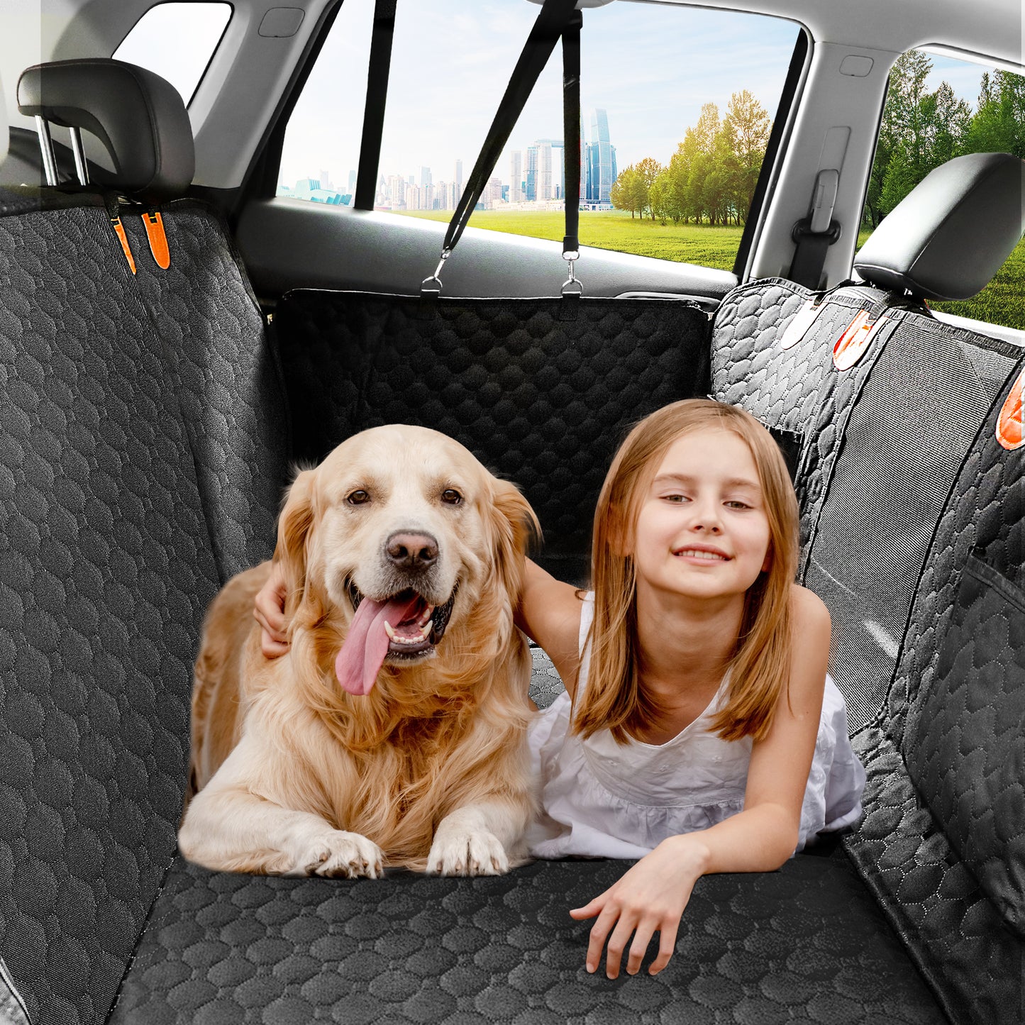 Meowant Waterproof Dog Car Seat Cover Hammock with Safety Belt, 330lb Capacity, Anti-Scratch, Nonslip