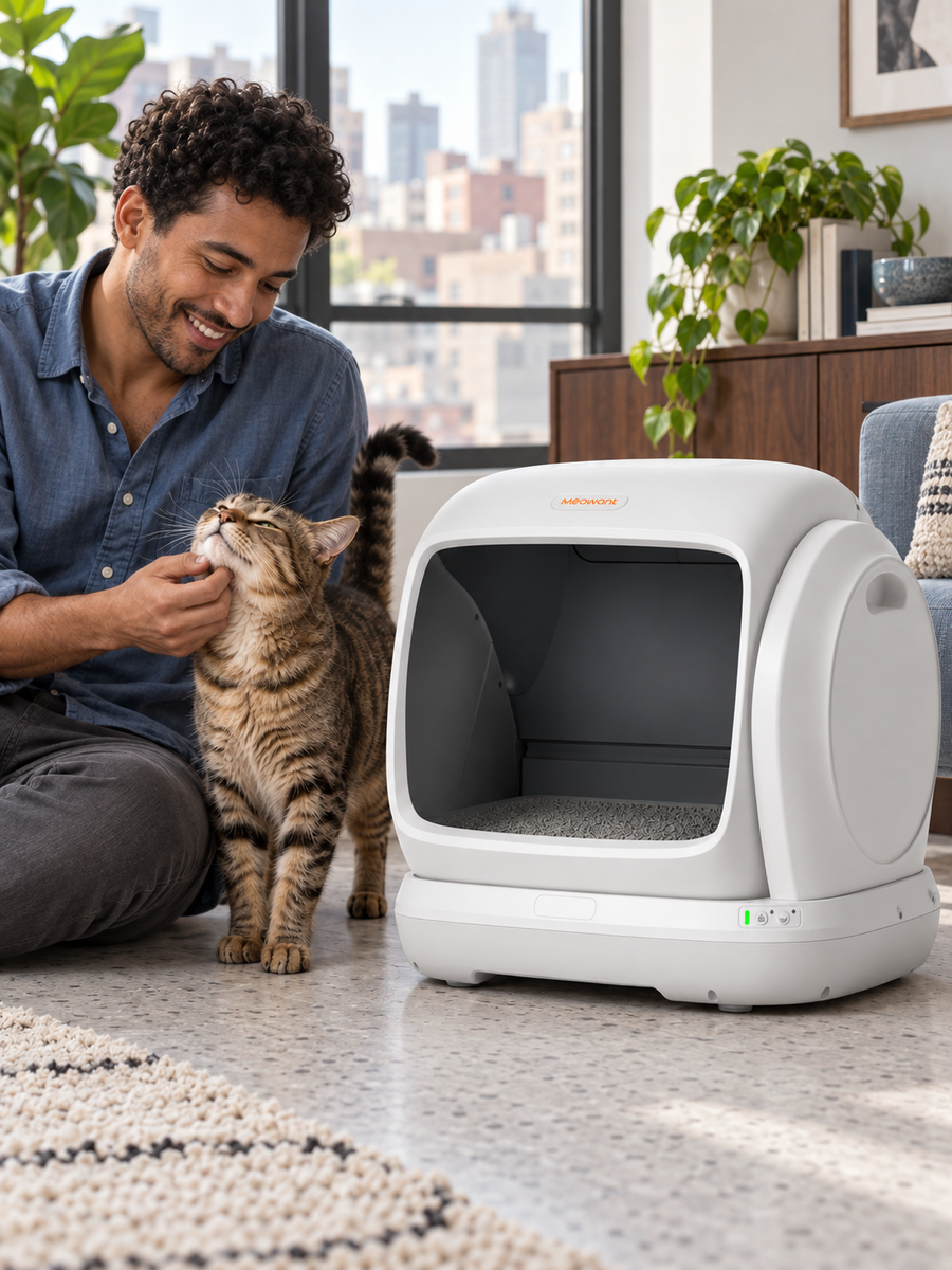 Pet parent with a cat