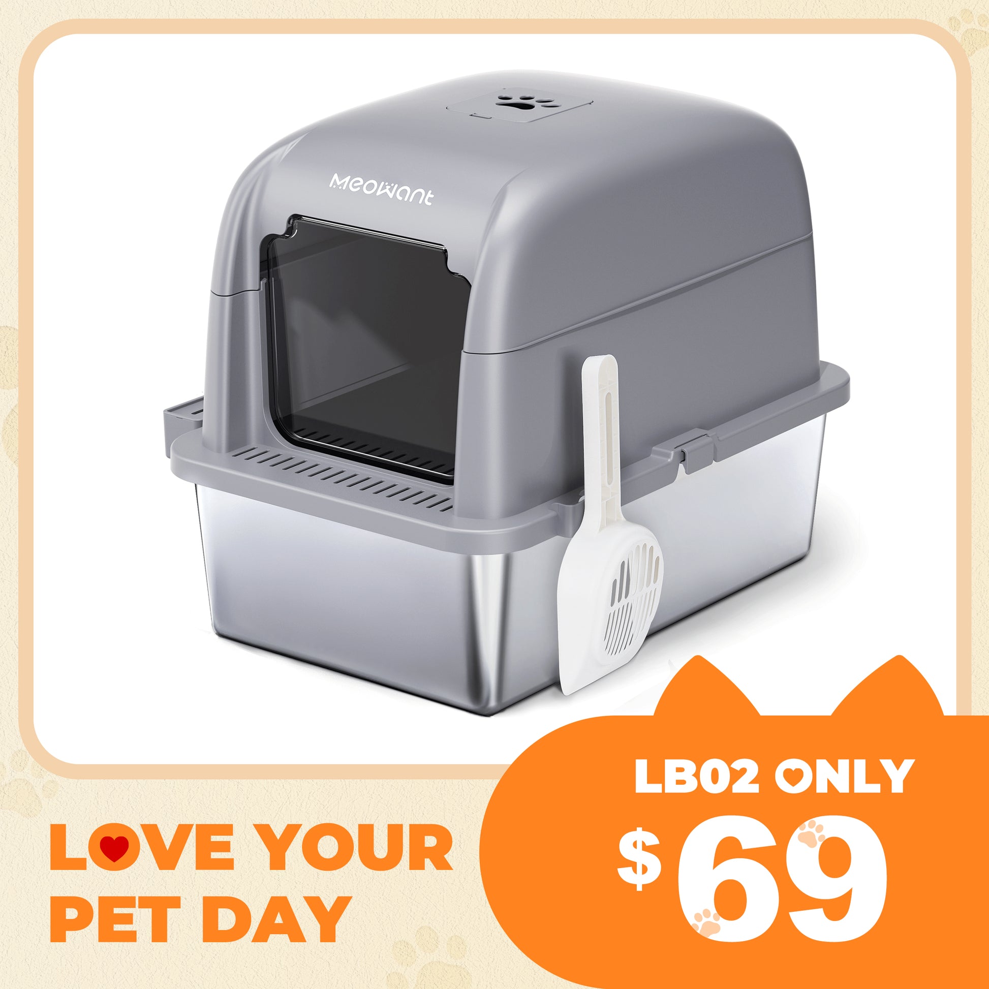 Meowant stainless steel cat litter box LB02