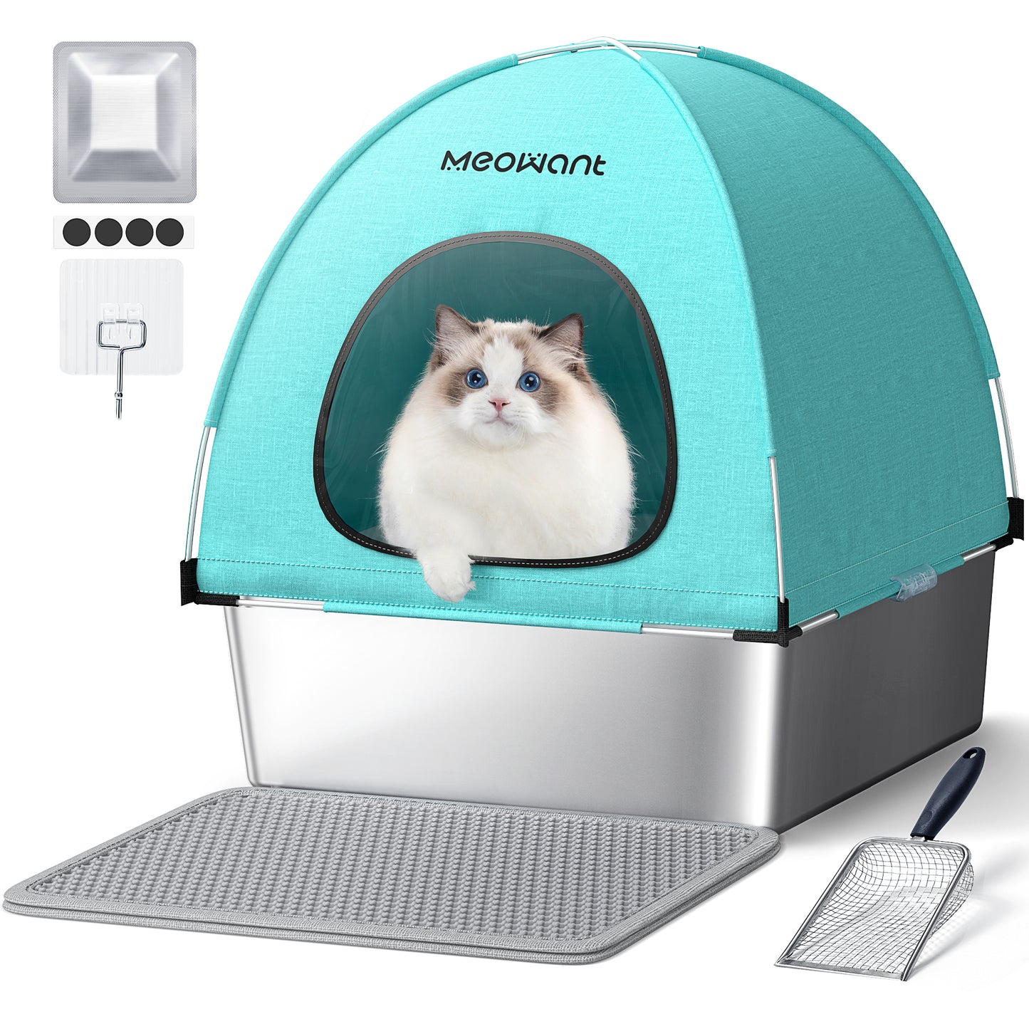 Meowant 3-in-1 Stainless Steel Cat Litter Box-LB05