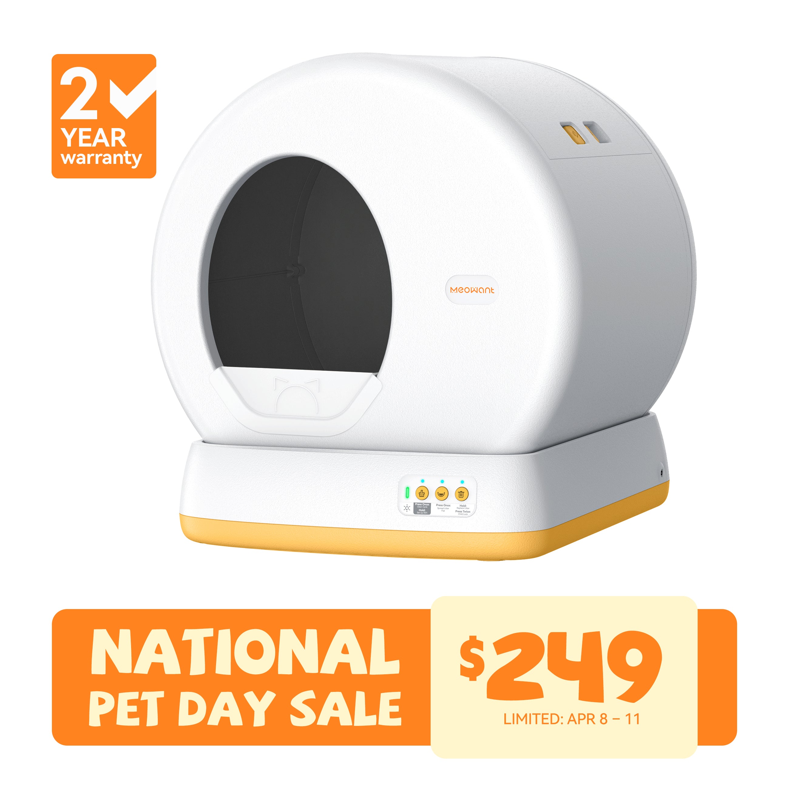 Meowant Self-Cleaning Cat Litter Box - MW-SC01 (Gray&Yellow)