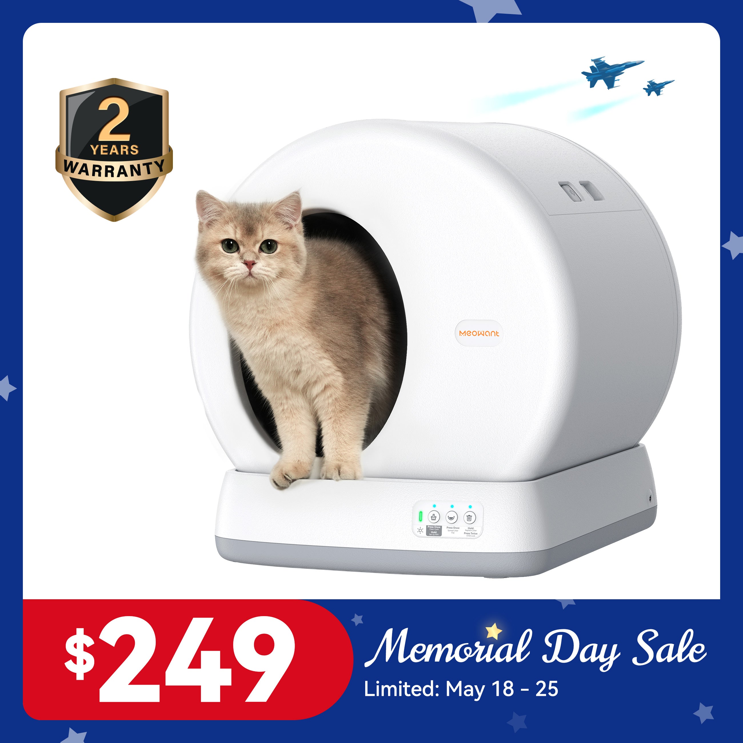 Meowant Self-Cleaning Cat Litter Box - MW-SC01 (Gray&Yellow)