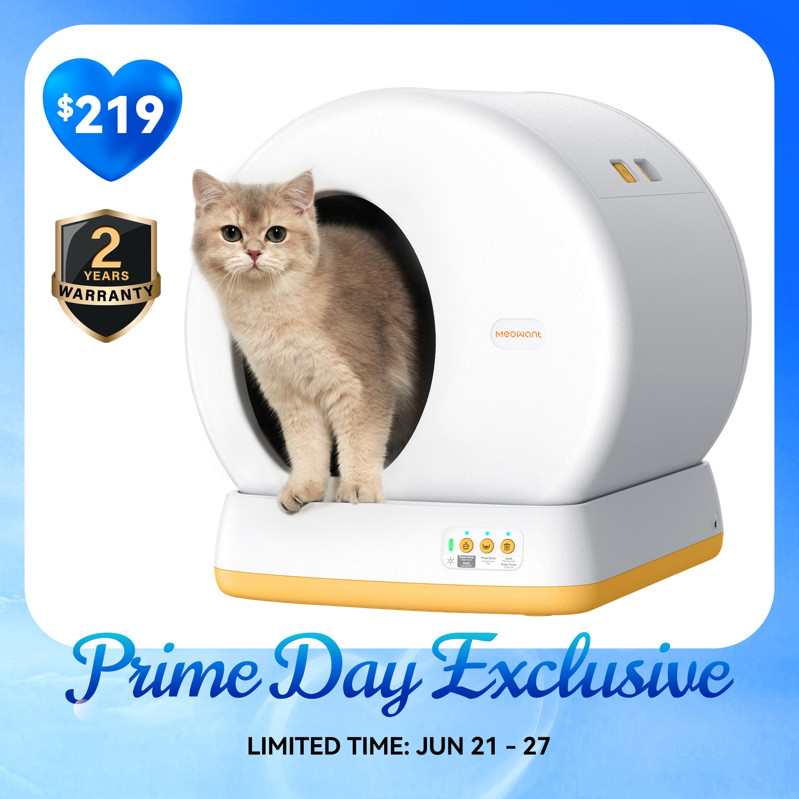 Meowant Self-Cleaning Cat Litter Box - MW-SC01 (Gray&Yellow)