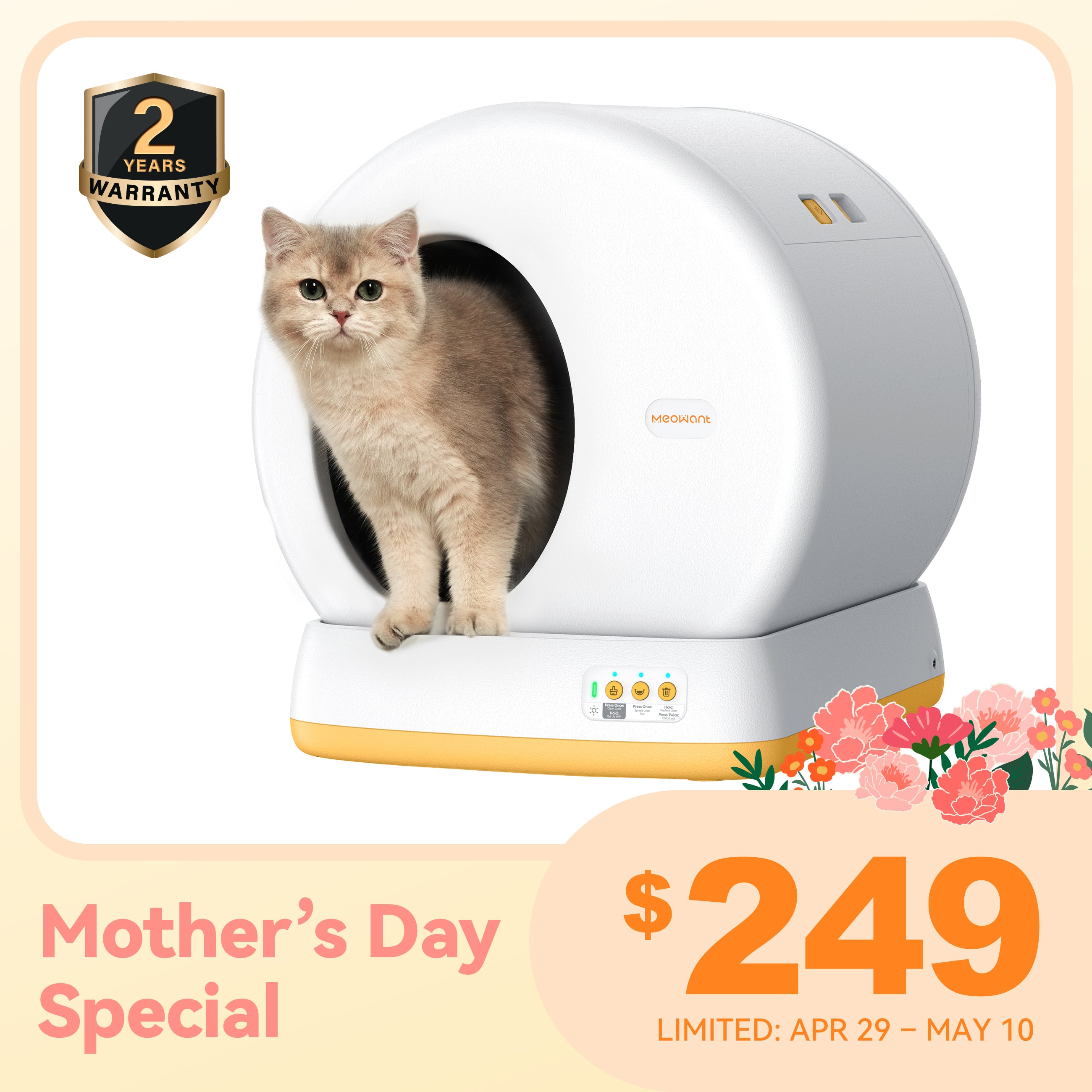 Meowant Self-Cleaning Cat Litter Box - MW-SC01 (Gray&Yellow)