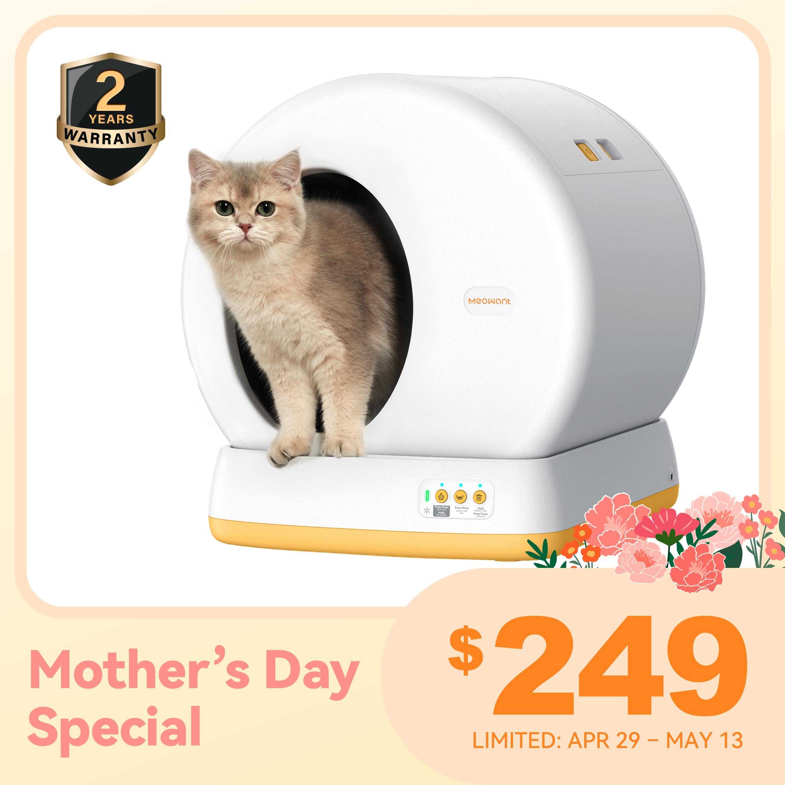 Meowant Self-Cleaning Cat Litter Box - MW-SC01 (Gray&Yellow)