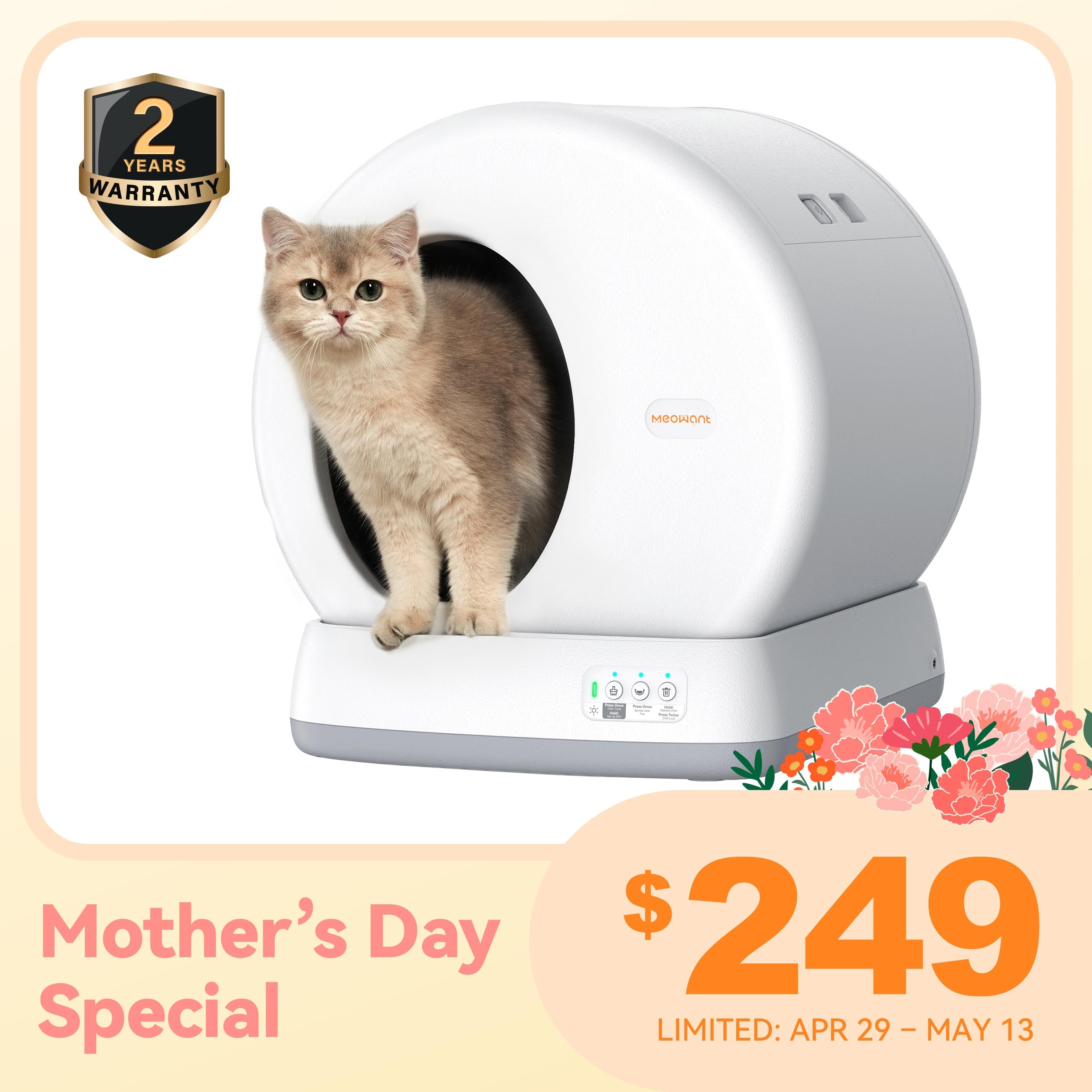 Meowant Self-Cleaning Cat Litter Box - MW-SC01 (Gray&Yellow)