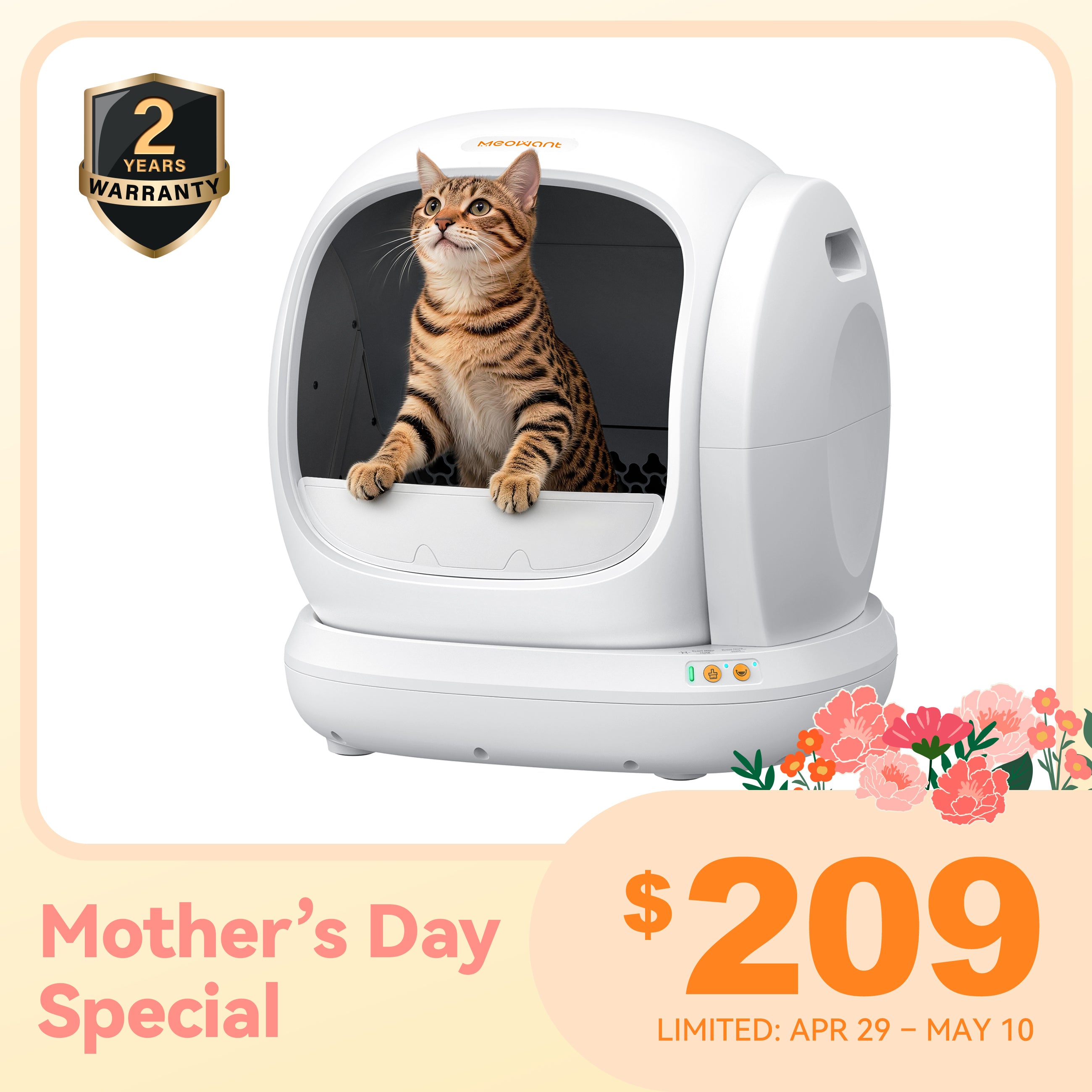 Meowant Self-Cleaning Cat Litter Box - MW-SC02 (White)