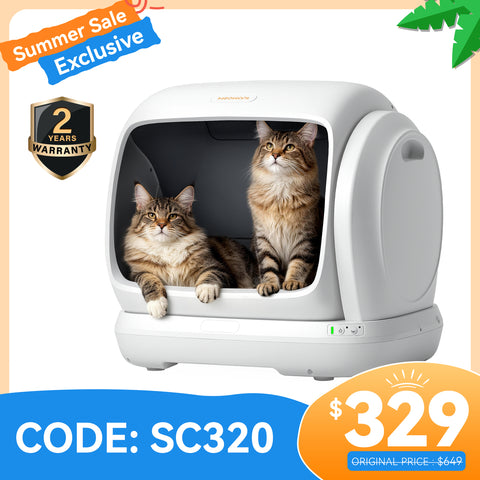 Extra-large white MeoWant SC09 enclosed automatic litter box