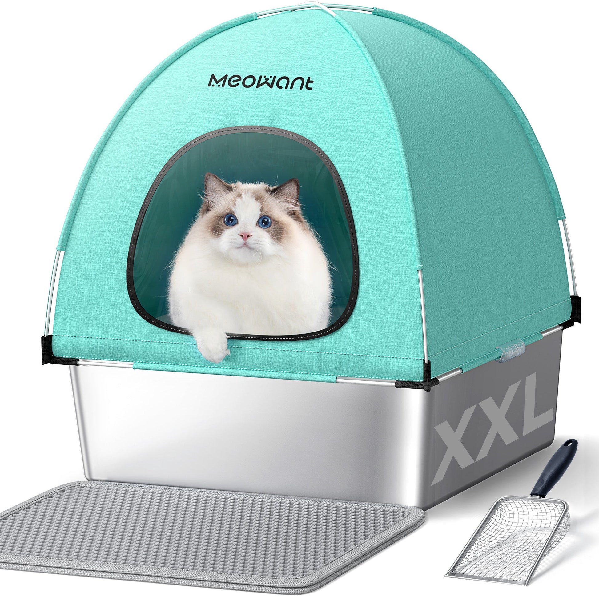 Meowant 3 - In - 1 Stainless Steel Cat Litter Box With Lid - Meowant