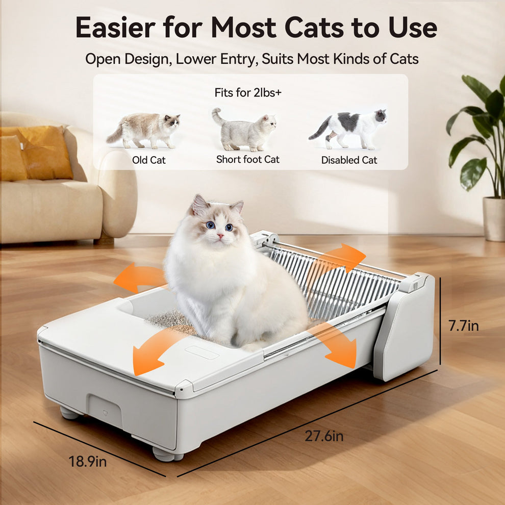 Open‑Top Self‑Cleaning Litter Box, Low Entry | MW‑SC03 – Meowant