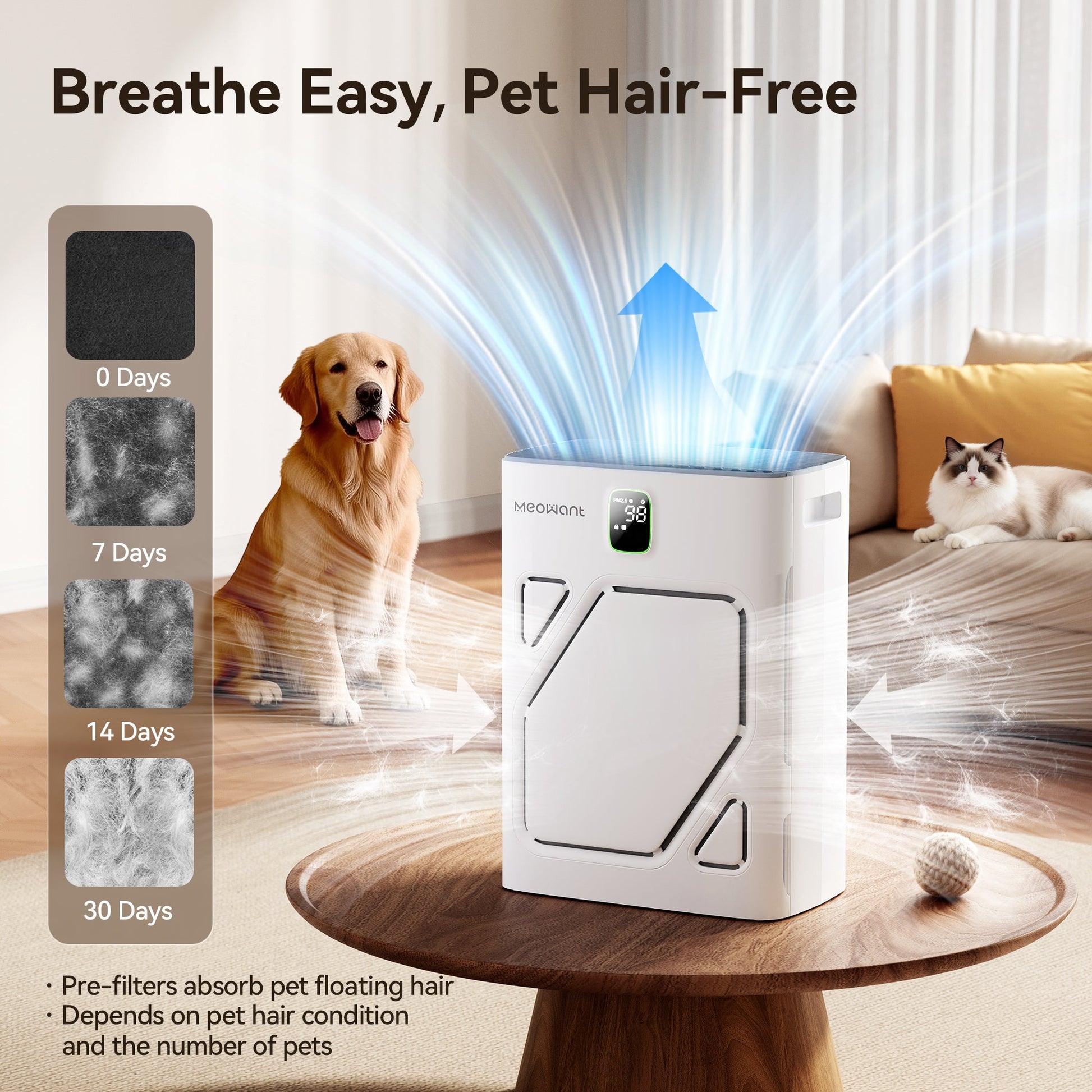 cat palm air purifier Certified Safe Pet Air Purifier – Meowant MW-PA16, HEPA Filter for Dander, Odor, and Smoke, Trusted Worldwide