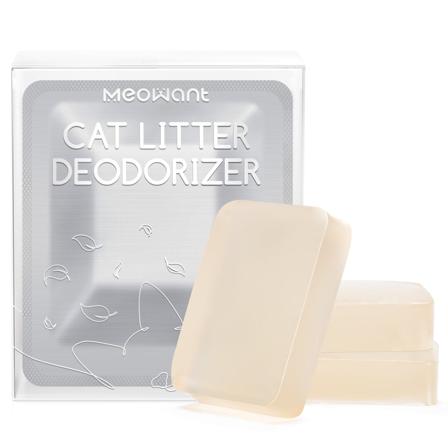 MeoWant Pet Odor Eliminator Gel blocks in Cat Litter Deodorizer packaging.