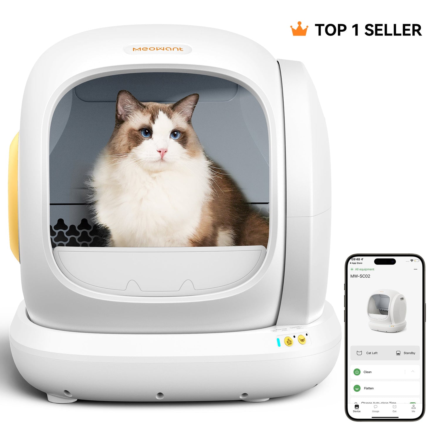 Meowant Self - Cleaning Cat Litter Box - MW - SC02 (White) - Meowant