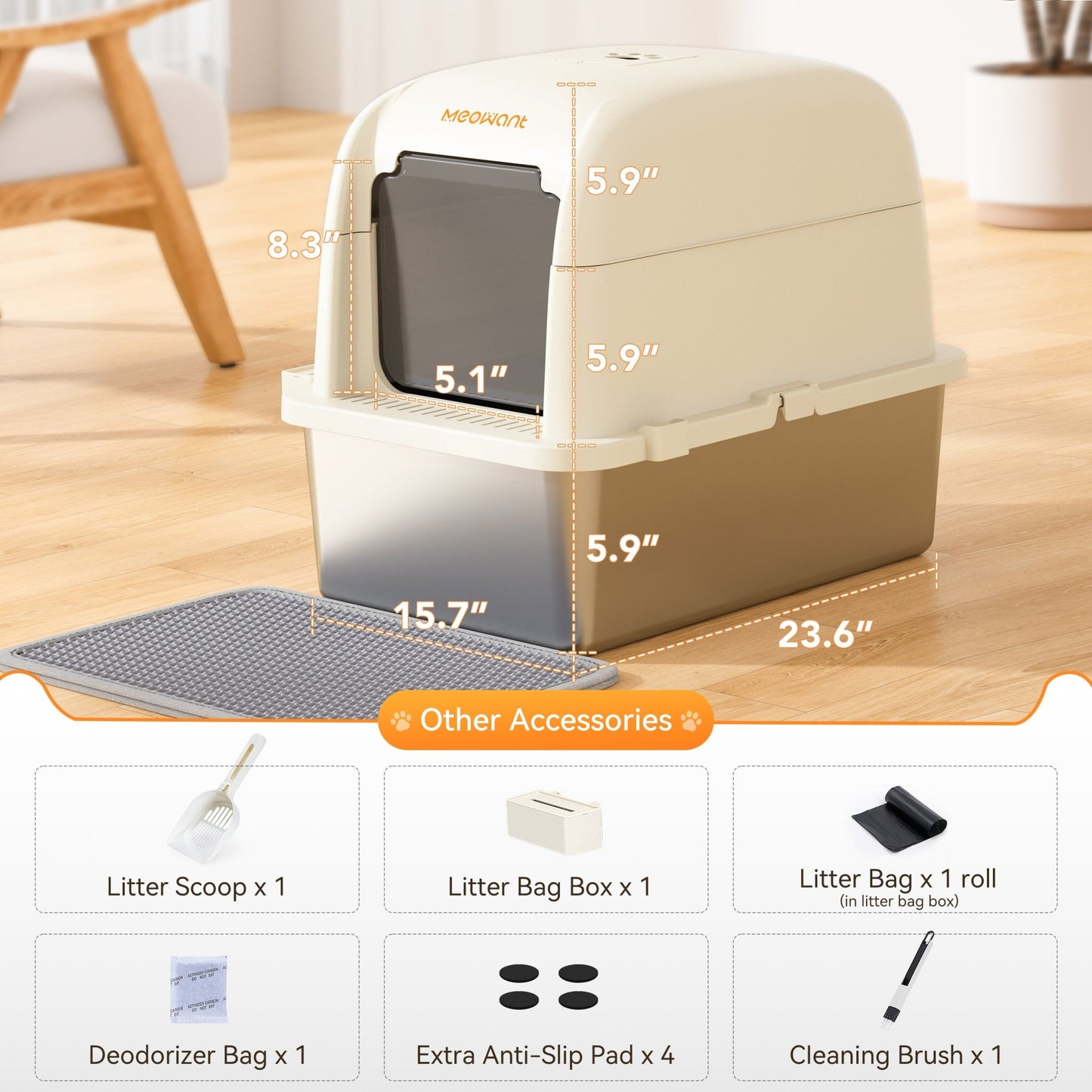 Meowant Stainless Steel Cat Litter Box - LB02 - Meowant